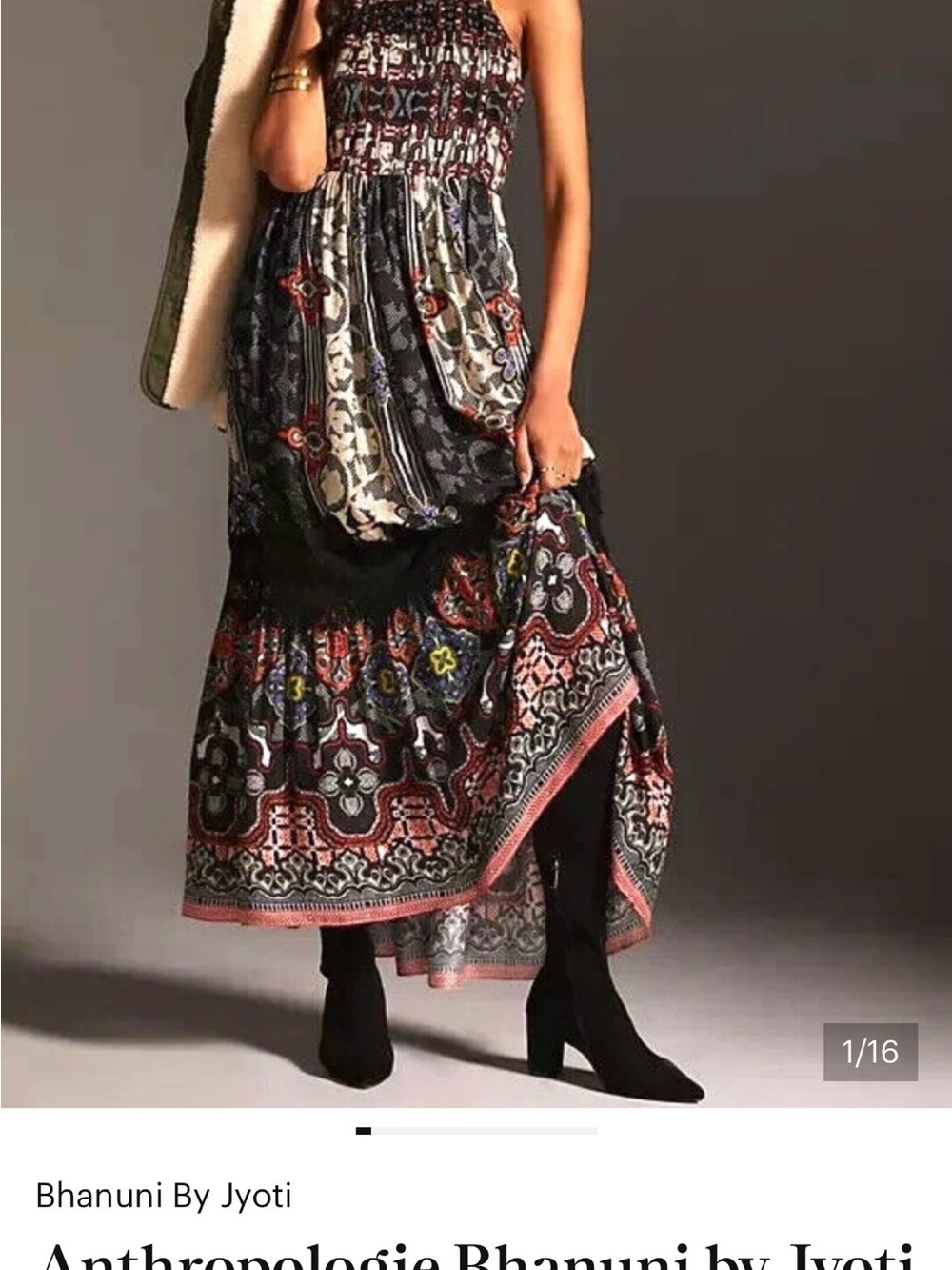 Anthropologie Bhanuni by Jyoti Tiered Maxi Dress Boho Print
Size 4 NWOT - Picture 3 of 8